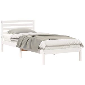 vidaXL Bed Frame with Headboard White 90 x 220 cm Solid Pine Wood