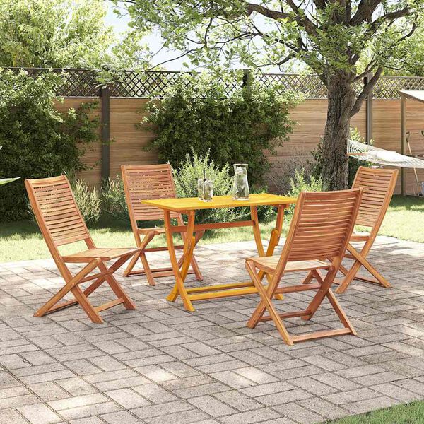 vidaXL Garden Dining Set with Cushion 5 pcs Brown Solid acacia wood
