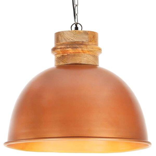 vidaXL Industrial Hanging Lamp Copper Round 50 cm E27 Solid Mango Wood