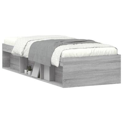 vidaXL Bed Frame Grey Sonoma 75x190 cm Small Single