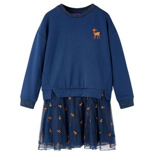 vidaXL Kids' Dress with Long Sleeves Navy 92