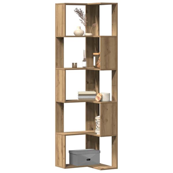 vidaXL Corner Bookcase 5-Tier Artisian Oak 50x50x179 cm Engineered Wood