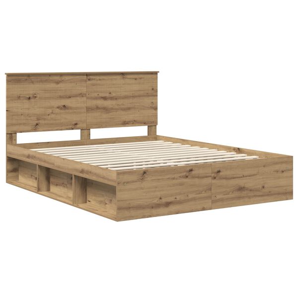 vidaXL Bed Frame Artisian Oak 160 x 200 cm Solid Pine Wood