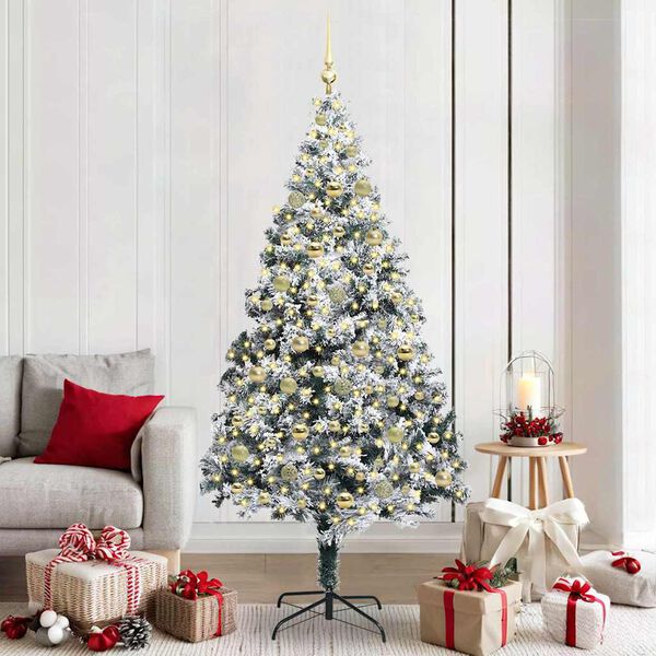 vidaXL Artificial Christmas Tree with 300 LEDs with Stand White 210 cm