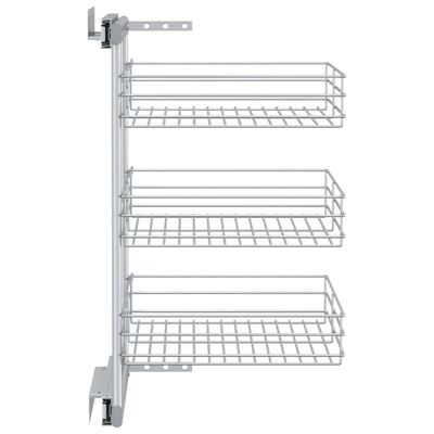 vidaXL 3-Tier Pull-out Kitchen Wire Basket Silver 47x35x56 cm