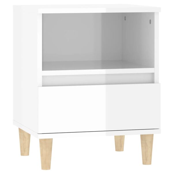 vidaXL Bedside Cabinet High Gloss White 40x35x50 cm
