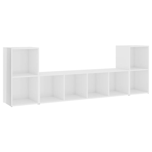 vidaXL 3 Piece TV Cabinet Set High Gloss White Engineered Wood