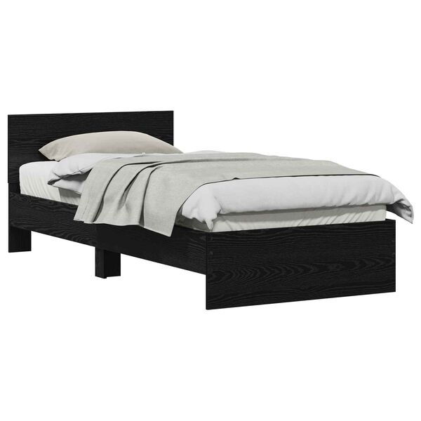 vidaXL Bed Frame with Headboard Black Oak 75 x 190 cm Engineered Wood