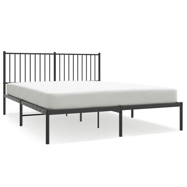 vidaXL Metal Bed Frame without Mattress with Headboard Black 160x200cm