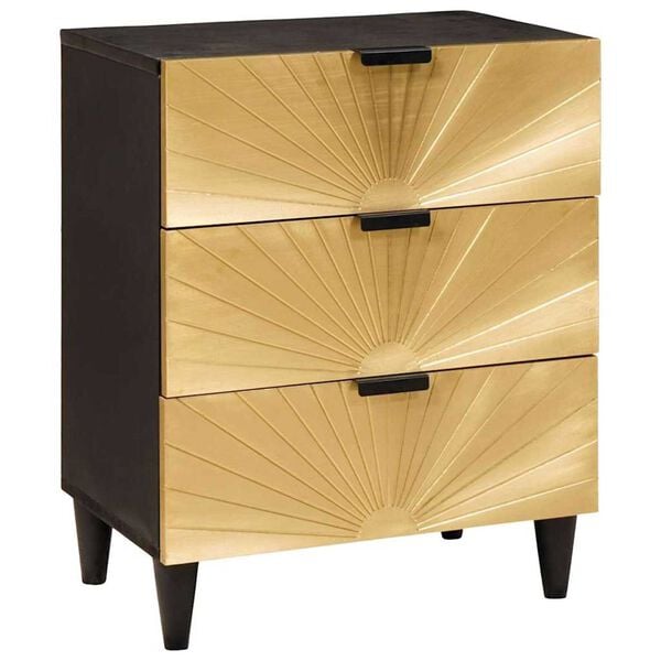 vidaXL Bedside Table with Drawer Black and Gold 50 x 33 x 60 cm