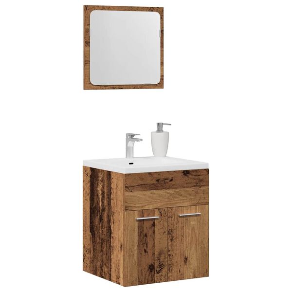 vidaXL 2 Piece Bathroom Furniture Set Old Wood Engineered Wood