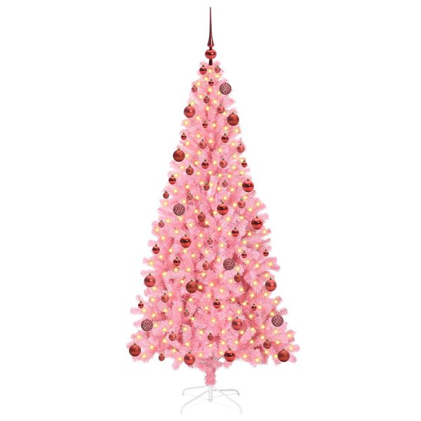 vidaXL Christmas Tree with 300 LEDs with Stand Pink 180 cm PVC