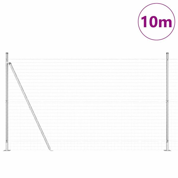 vidaXL Fence with Post Silver 1.6 x 10 m Steel