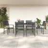 vidaXL 7 Piece Garden Dining Set Black Steel and Textilene