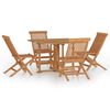 vidaXL 5 Piece Folding Outdoor Dining Set Solid Wood Teak