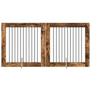 vidaXL Dog Gate with Stands 2 pcs Smoked Oak 100 x 100 cm