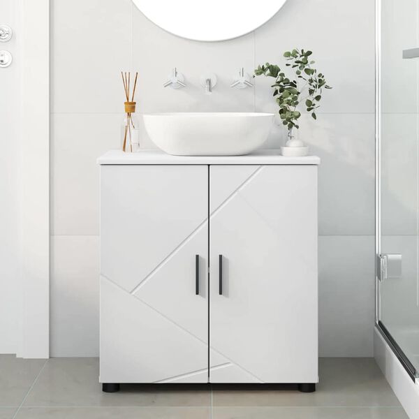 vidaXL Bathroom Cabinet White 61 x 35 x 64 cm Engineered wood & Metal