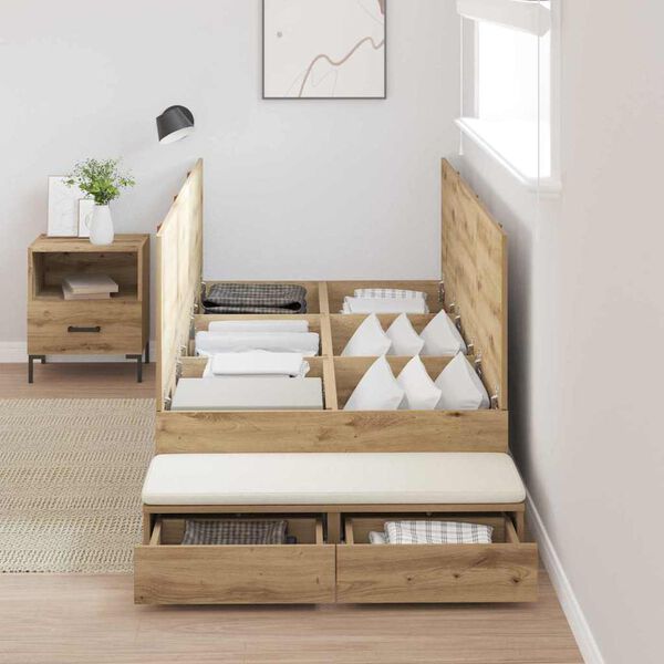 vidaXL Storage Bed Frame with Drawer Artisan Oak 80 cm Engineered Wood