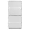 vidaXL Shoe Cabinet with Mirror 4-Layer Concrete Grey 63x17x134 cm
