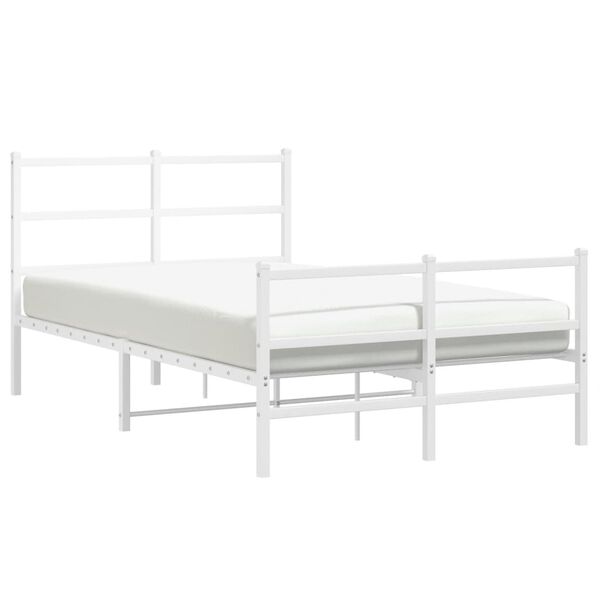 vidaXL Metal Bed Frame without Mattress with Footboard White 120x190cm