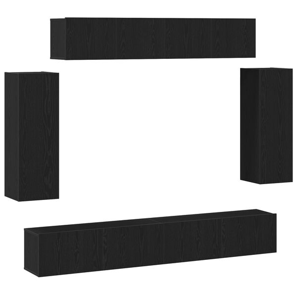 vidaXL TV Cabinet Set 6 pcs Black Oak 100 x 30 x 30 cm Engineered Wood