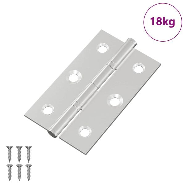 vidaXL Hinge Plain 899 pcs Silver 58 x 35 x 1 mm Steel