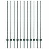 vidaXL Fence Post 11 pcs Green 140 cm Steel