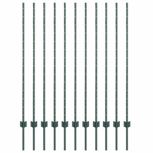vidaXL Fence Post 11 pcs Green 140 cm Steel