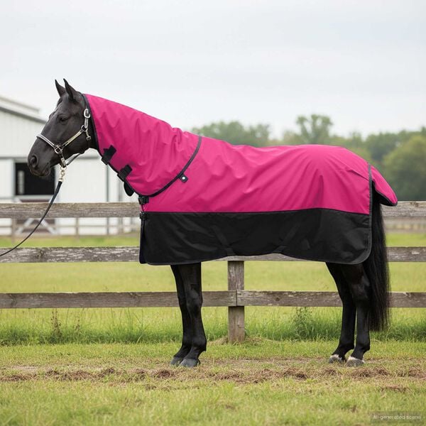 vidaXL Horse Blanket Pink and Black 115 cm Polyester