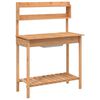 vidaXL Potting Table with Sink Brown 147.5x44x139.5 cm Solid Wood Fir