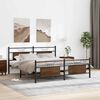 vidaXL Metal Bed Frame without Mattress Brown Oak 180x200 cm Super King