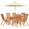 vidaXL Outdoor Dining Set with Parasol 8 pcs Cream White and Natural