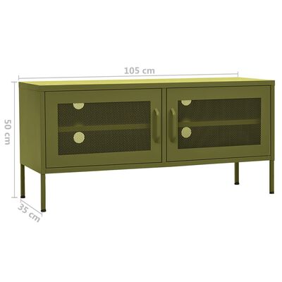 vidaXL TV Cabinet Olive Green 105x35x50 cm Steel