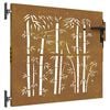 vidaXL Garden Gate 85x75 cm Corten Steel Bamboo Design