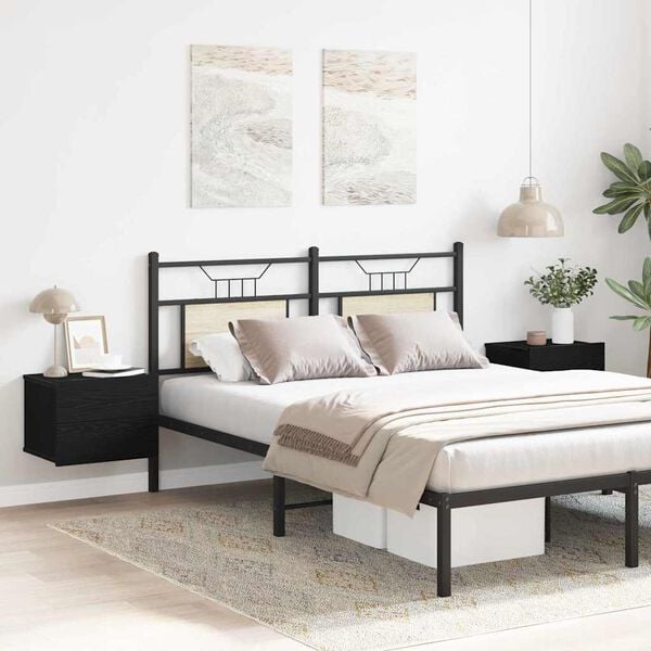 vidaXL Bedside Cabinet 2 pcs Black Oak 40 x 30 x 30 cm Engineered Wood