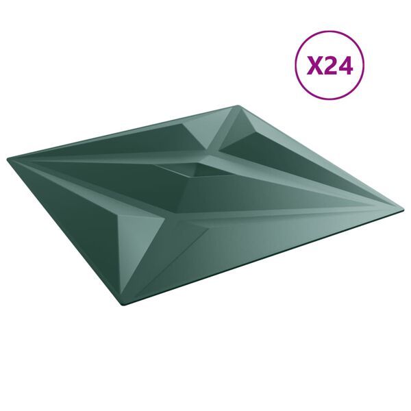 vidaXL Wall Panels 24 pcs Green 50x50 cm XPS 6 m&sup2; Star