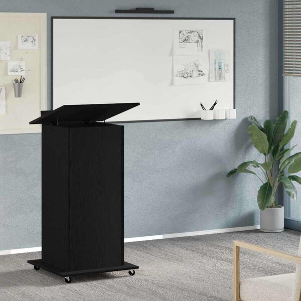 vidaXL Podium with Drawer Black Oak 55 x 55 x 107 cm Engineered Wood