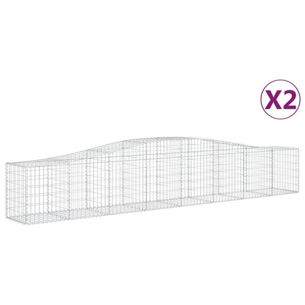 vidaXL Arched Gabion Baskets 2 pcs 400x50x60/80 cm Galvanised Iron