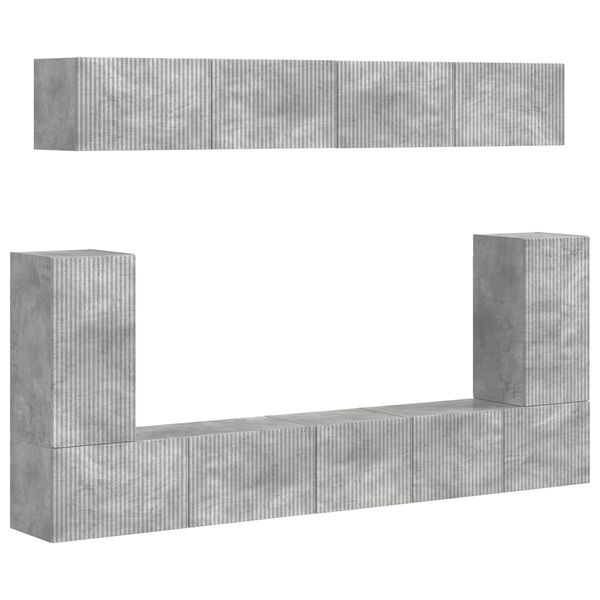 vidaXL TV Cabinet Set Wall-mounted 5 pcs Concrete Grey Engineered Wood
