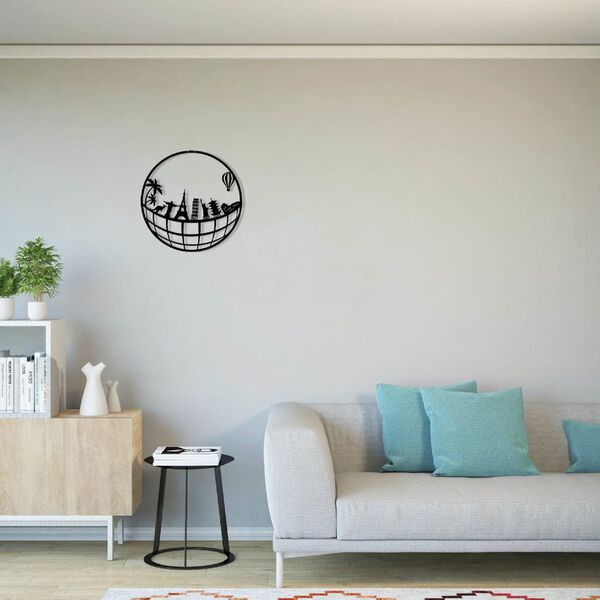 Homemania Wall Decoration World Map 10 50x50 cm Metal Black