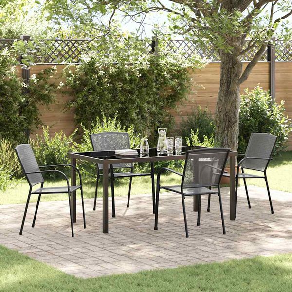vidaXL Garden Dining Set 5 pcs Anthracite Powder-Coated Steel