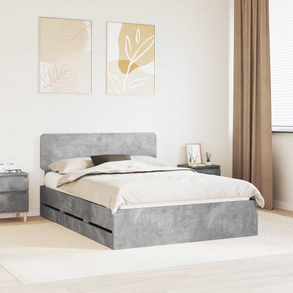 vidaXL Bed Frame Concrete Grey 160 x 200 cm Engineered Wood