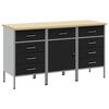 vidaXL Work Cabinet with Drawer 3 pcs Black and Grey 150 x 55 x 85 cm