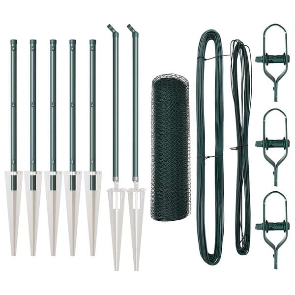 vidaXL Fence with Posts Green 0.4 x 10 m PVC-coated steel