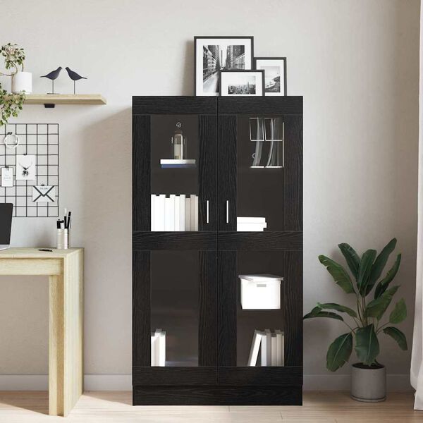 vidaXL Book Cabinet Black Oak 82.5 x 30.5 x 150 cm Engineered Wood