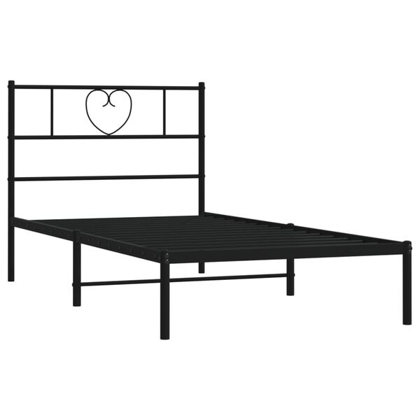 vidaXL Metal Bed Frame without Mattress with Headboard Black 75x190cm