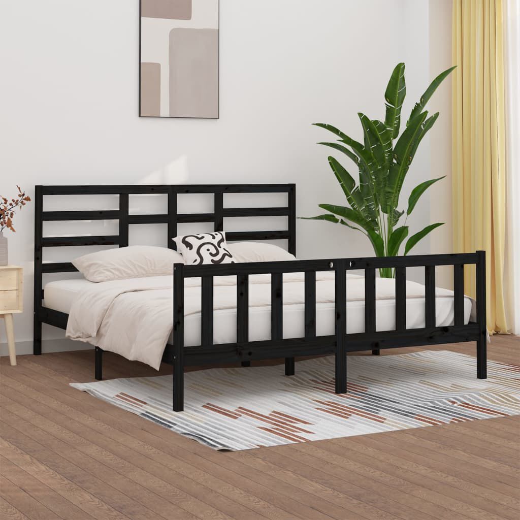 Solid black bed deals frame