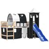 vidaXL Kids' Loft Bed with Tower without Mattress White&Black 90x200cm