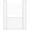 vidaXL U-shape Gabion Basket with 2 Posts Iron 140x20x200 cm