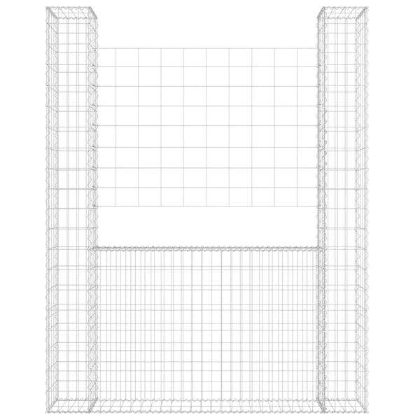 vidaXL U-shape Gabion Basket with 2 Posts Iron 140x20x200 cm